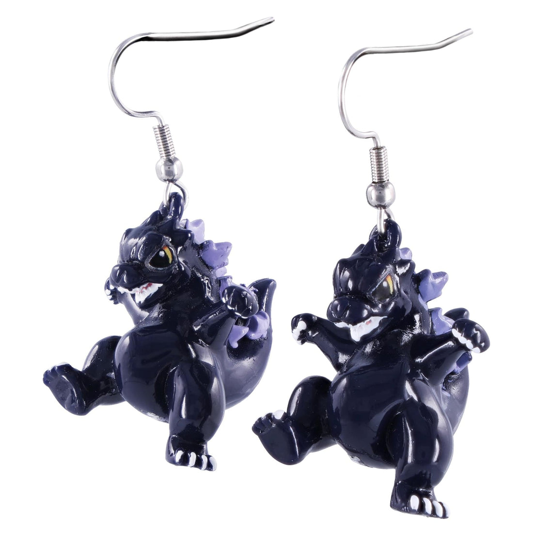 SalesOne Godzilla Chibi Dangle Earrings - sculpted resin drop earrings, 2.7 cm charms on stainless steel hooks - view 1