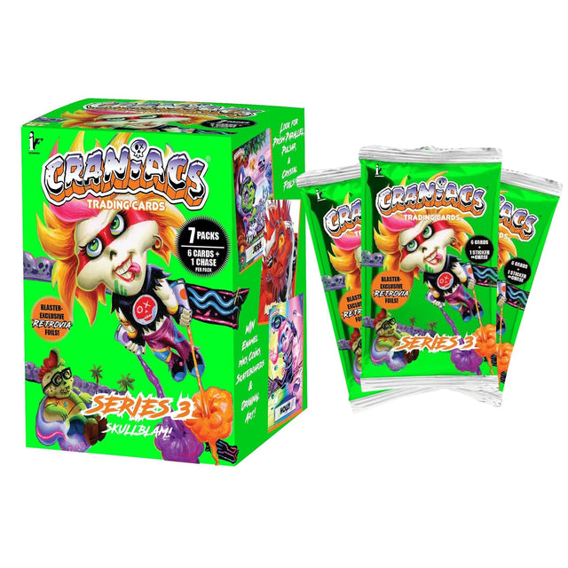 Ira Friedman Enterprises Craniacs Series 3 Skullblam Blaster Box - sealed trading cards, 7 packs of 6 cards plus 1 sticker or chase - view 1