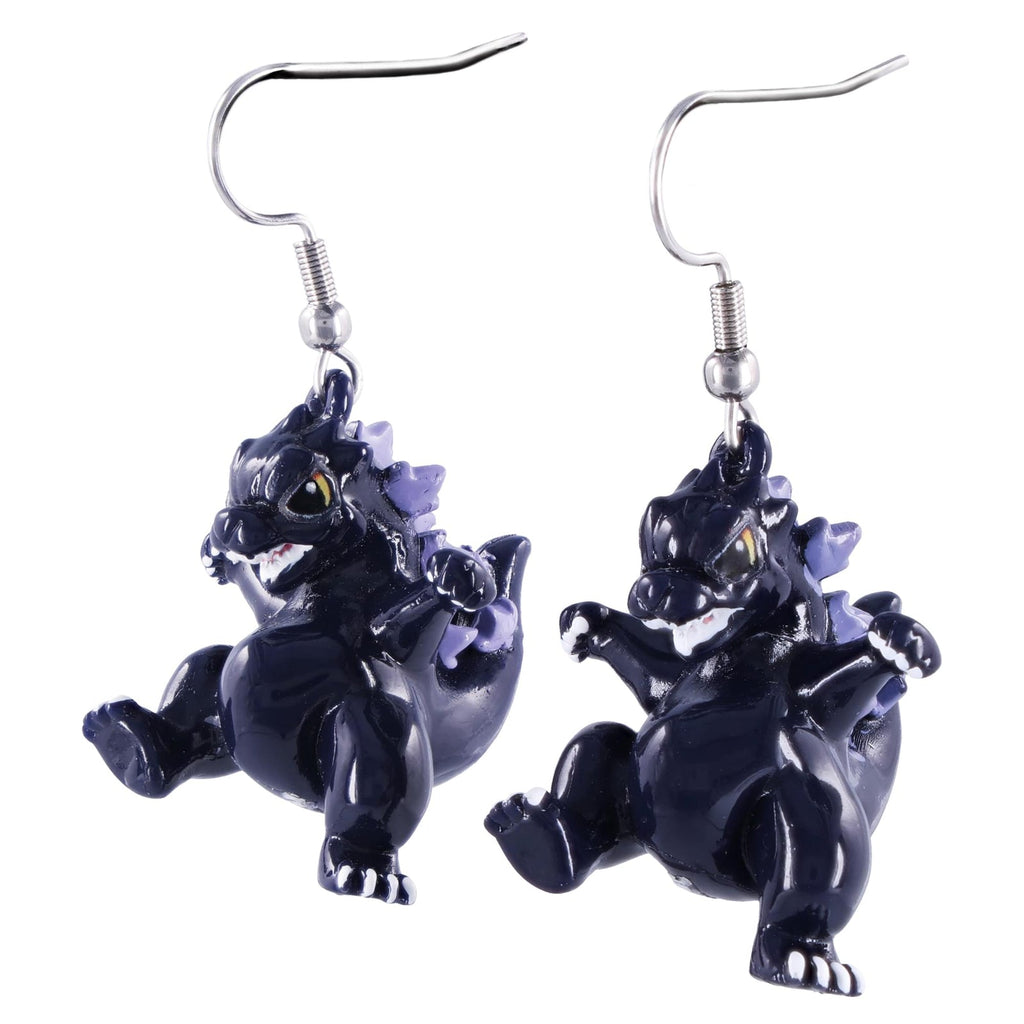 SalesOne Godzilla Chibi Dangle Earrings - sculpted resin drop earrings, 2.7 cm charms on stainless steel hooks - view 1