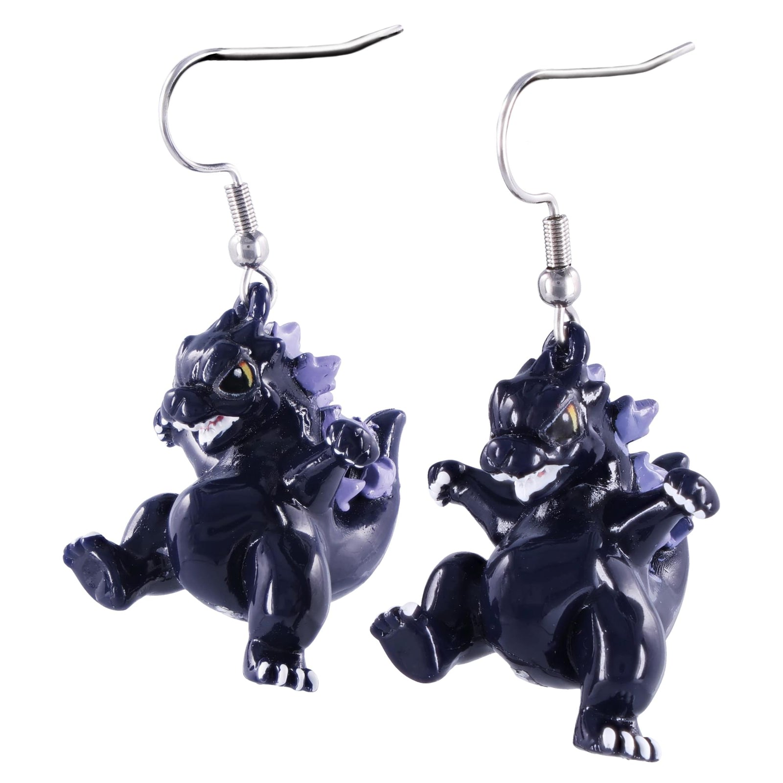 SalesOne Godzilla Chibi Dangle Earrings - sculpted resin drop earrings, 2.7 cm charms on stainless steel hooks - view 1
