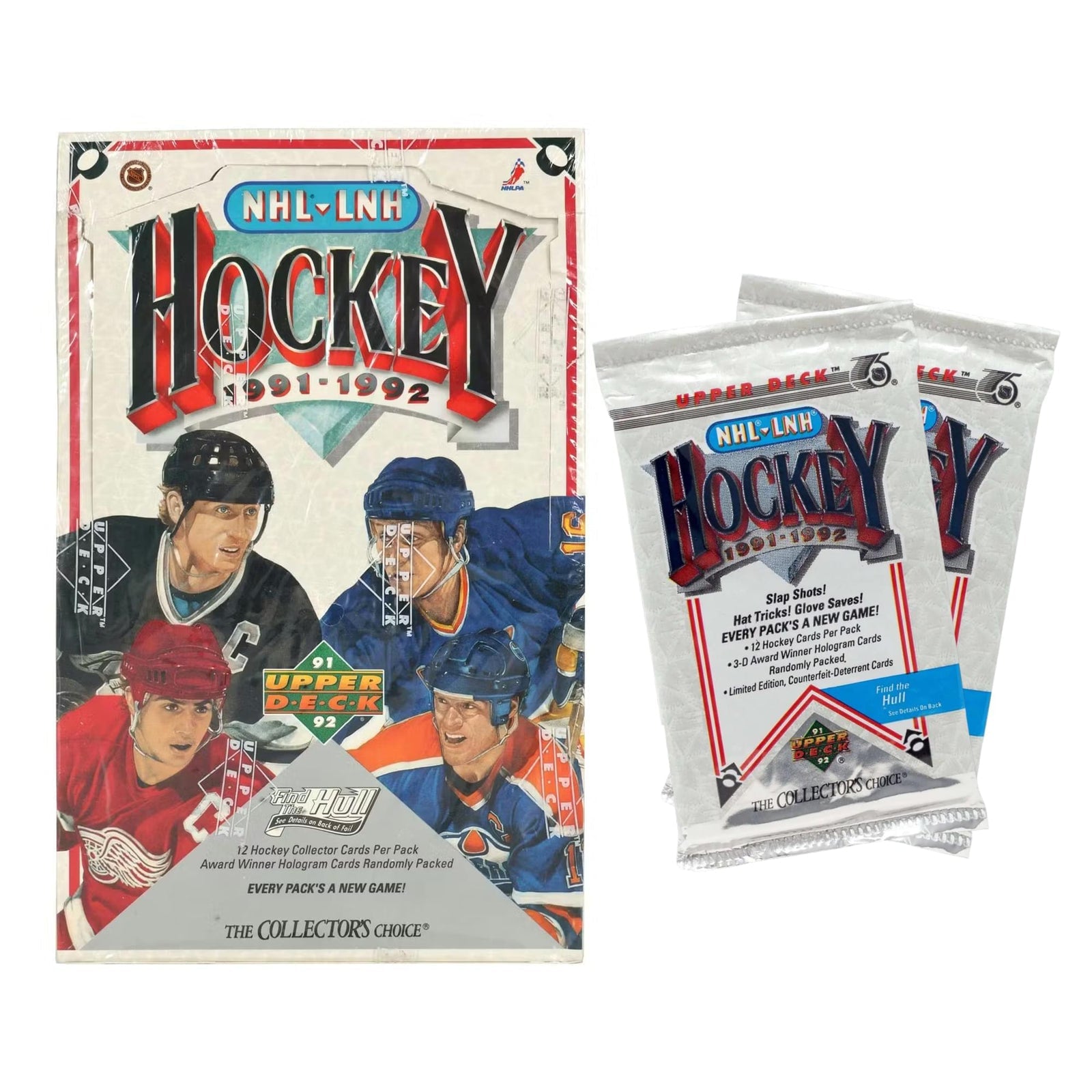 Upper Deck 1991-92 NHL Hockey English Low Series Wax Box - sealed hockey cards, 36 packs of 12 - view 1
